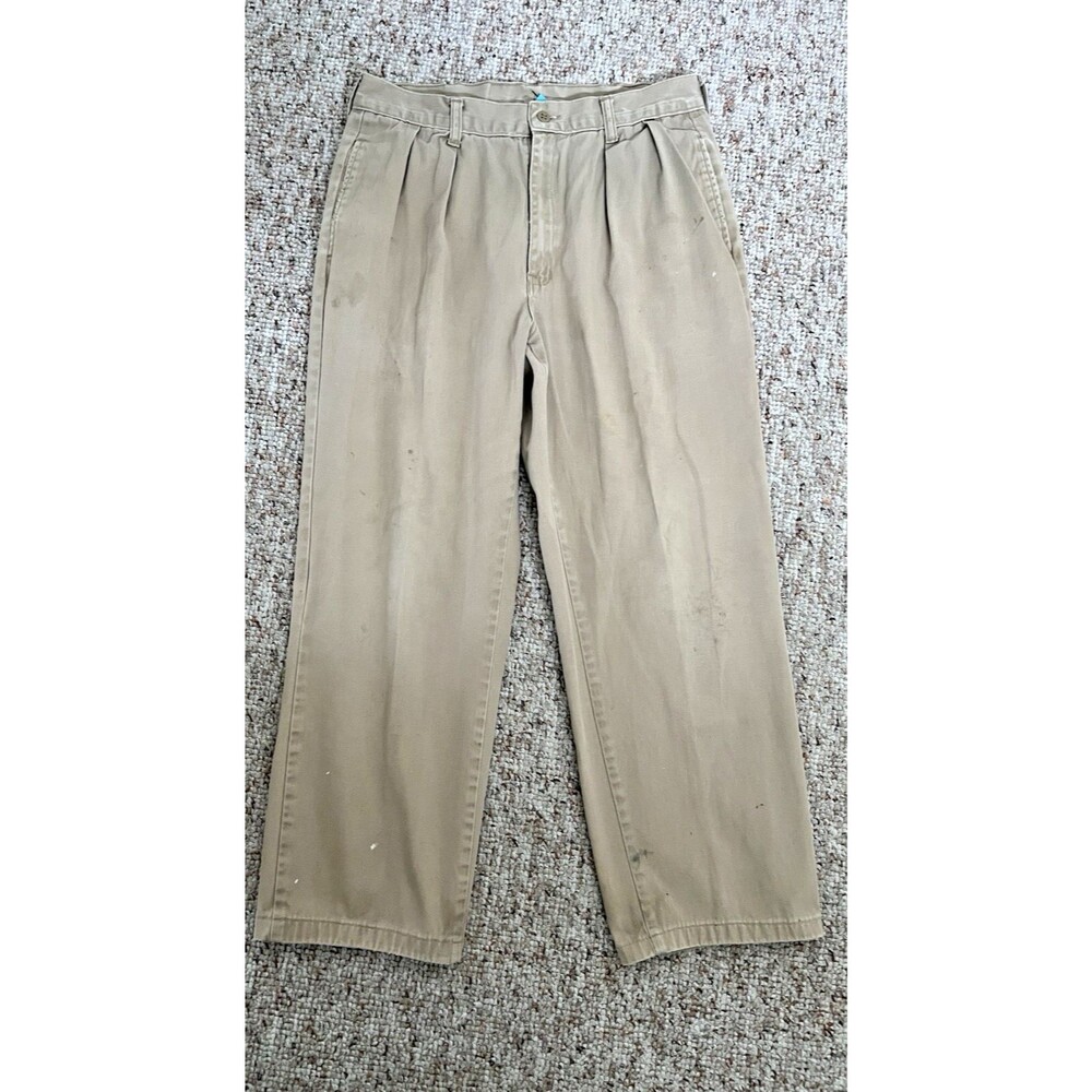 Vtg New Duck Head Khaki Pleated Chinos Men’s 34x26 Cropped Cotton Pants